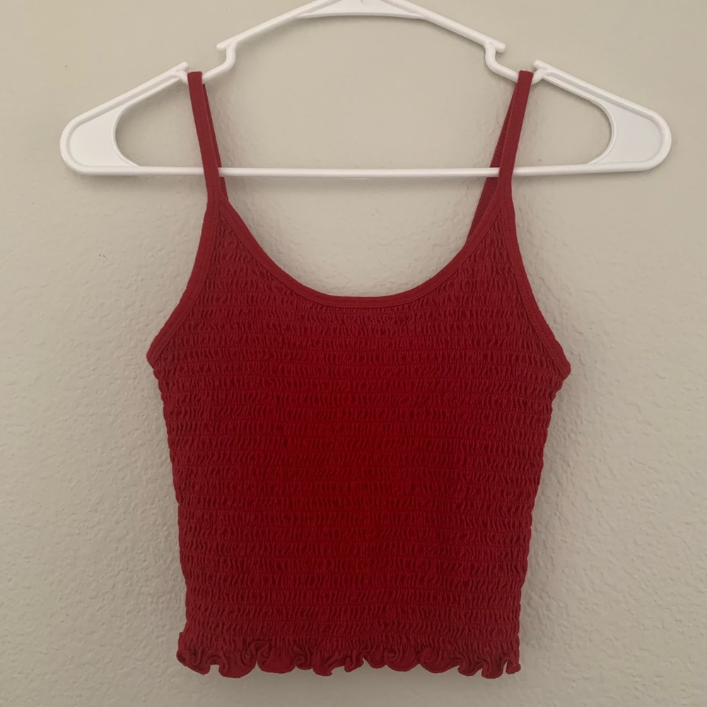 Red Ribbed Tank Top